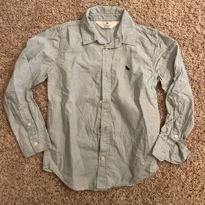 H&M Boys Sage Button-Down Shirt Sz 6/7